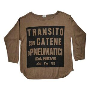 80s vintage Italian Road Sign sweatshirt long sleeve relaxed drop shoulder.